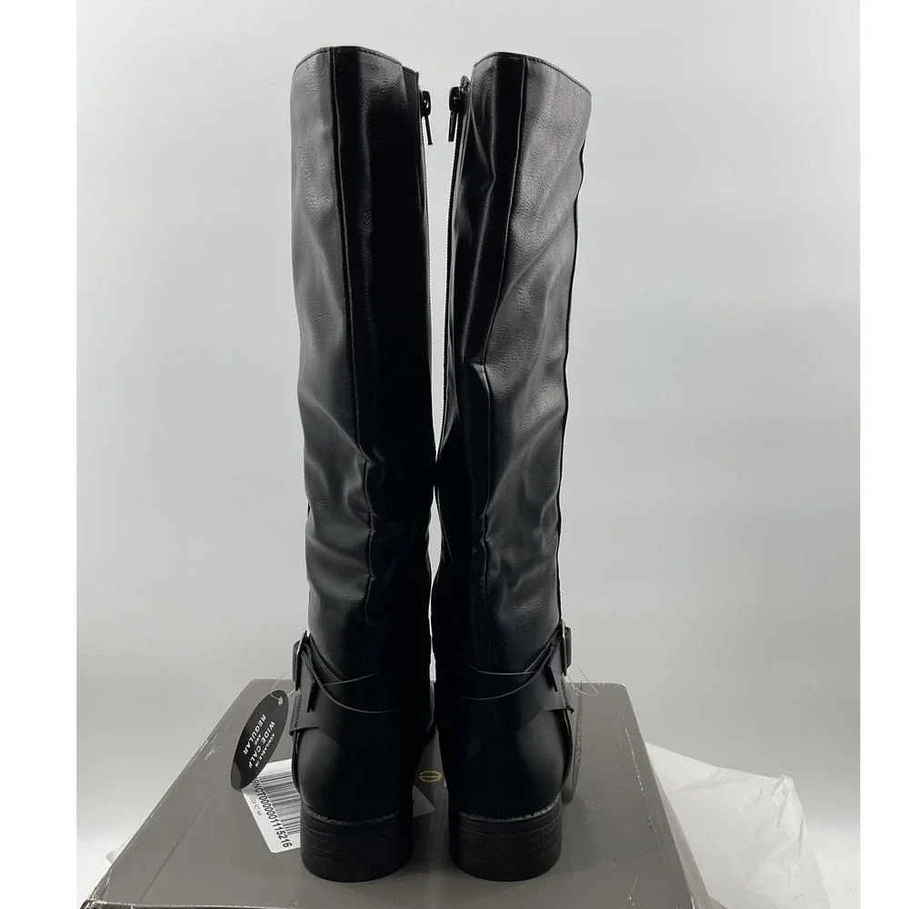 Style & Co Margoo Women Black Tall Riding Boots Wide Calf Regular 8.5 M F42199
